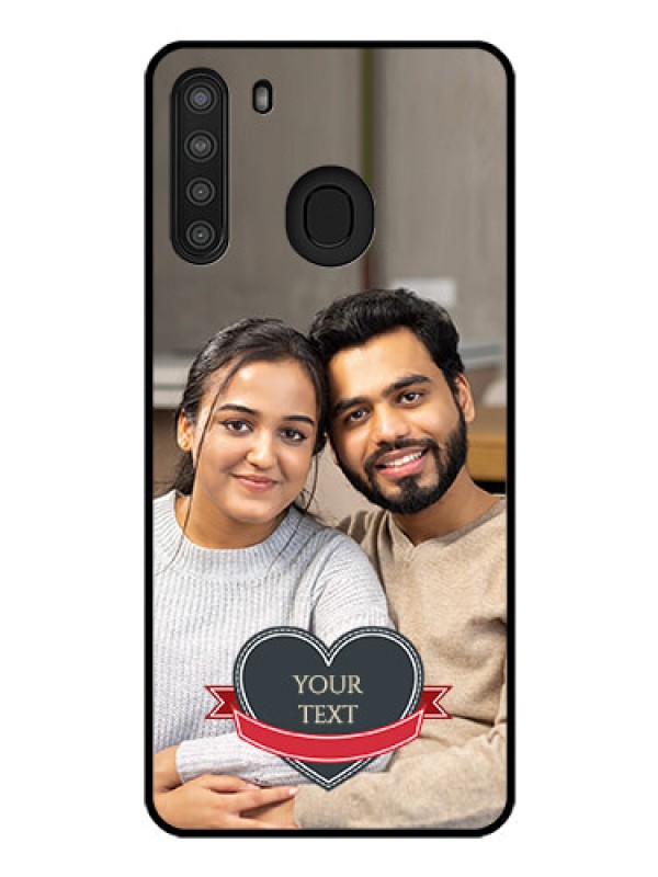Custom Galaxy A21 Custom Glass Phone Case - Just Married Couple Design