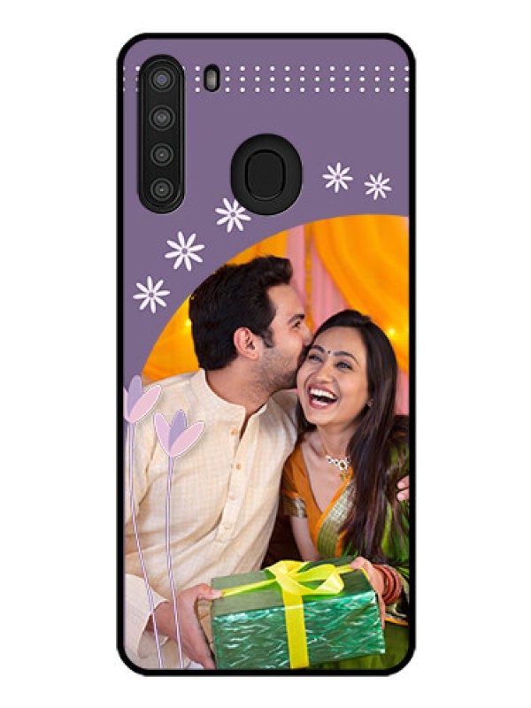 Custom Galaxy A21 Custom Glass Mobile Case - Lavender flowers design