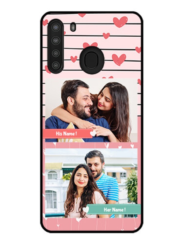 Custom Galaxy A21 Custom Glass Mobile Case - Photo with Heart Design