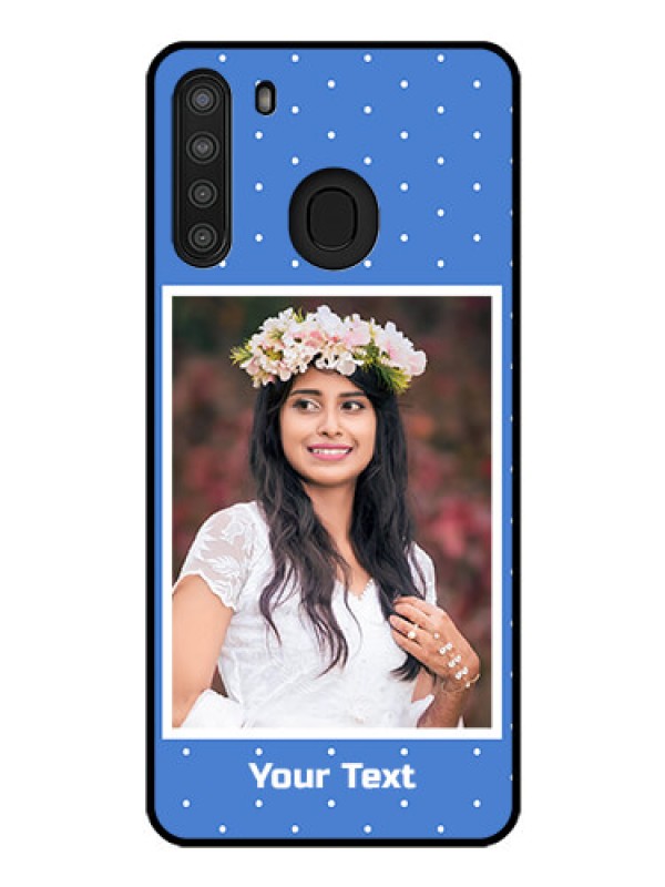 Custom Galaxy A21 Photo Printing on Glass Case - Polka dots design