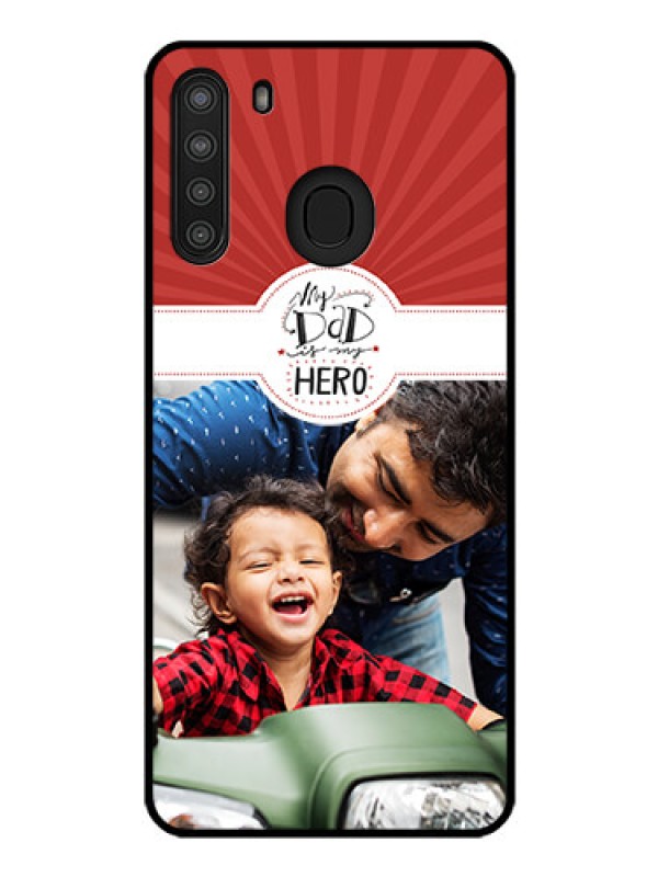 Custom Galaxy A21 Photo Printing on Glass Case - My Dad Hero Design