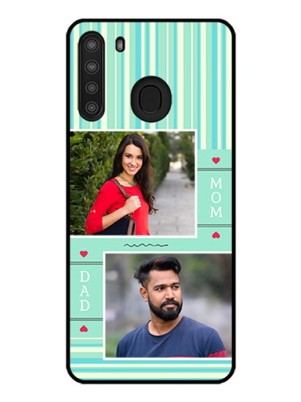 Custom Galaxy A21 Custom Glass Phone Case - Mom & Dad Pic Design