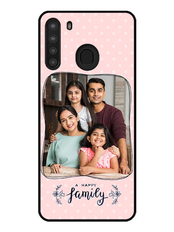 Custom Galaxy A21 Custom Glass Phone Case - Family with Dots Design