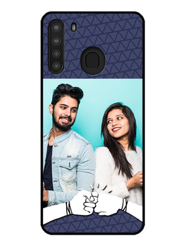 Custom Galaxy A21 Photo Printing on Glass Case - with Best Friends Design