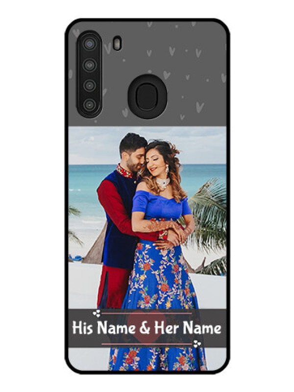 Custom Galaxy A21 Custom Glass Mobile Case - Buy Love Design with Photo Online