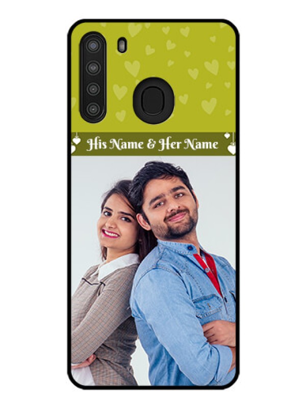 Custom Galaxy A21 Custom Glass Phone Case - You & Me Heart Design