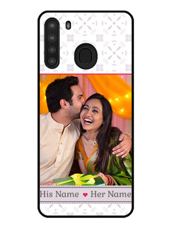 Custom Galaxy A21 Custom Glass Mobile Case - with Photo and Ethnic Design