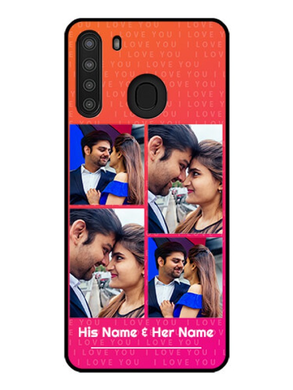 Custom Galaxy A21 Custom Glass Phone Case - I Love You Pink Design