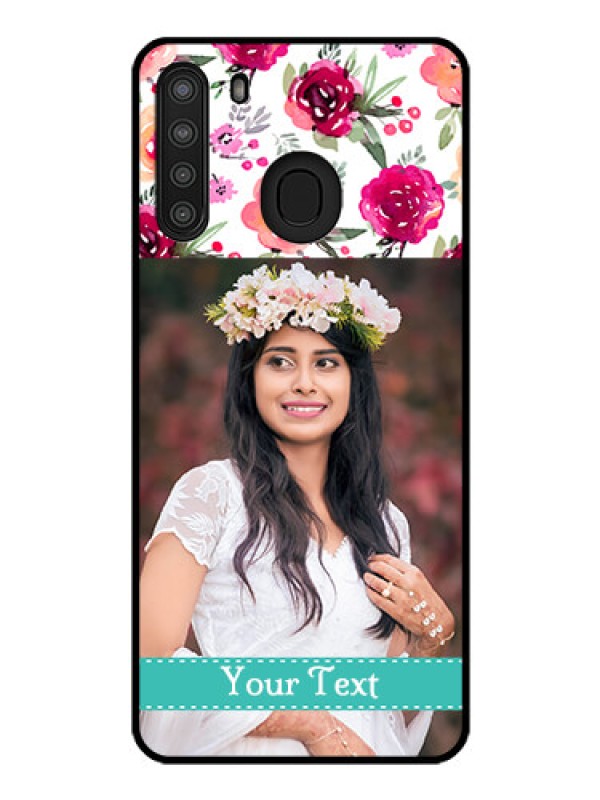 Custom Galaxy A21 Custom Glass Phone Case - Watercolor Floral Design