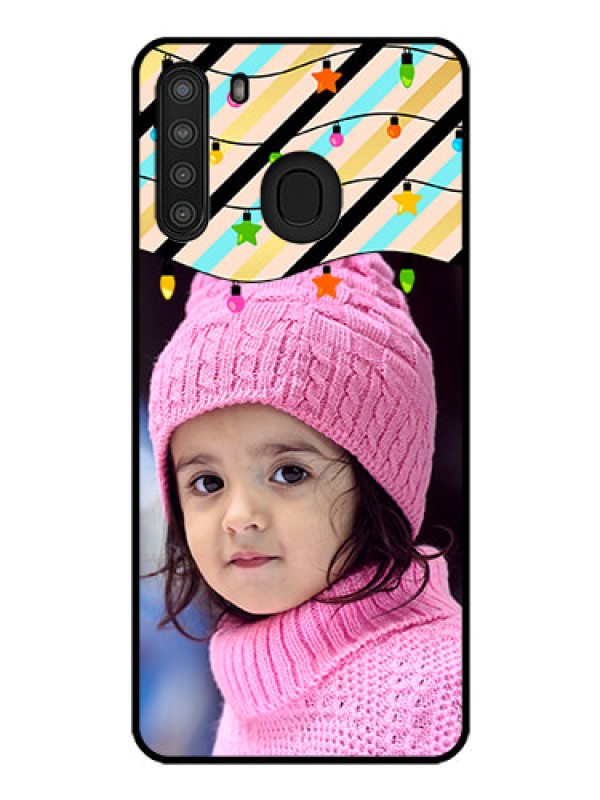 Custom Galaxy A21 Custom Glass Mobile Case - Lights Hanging Design