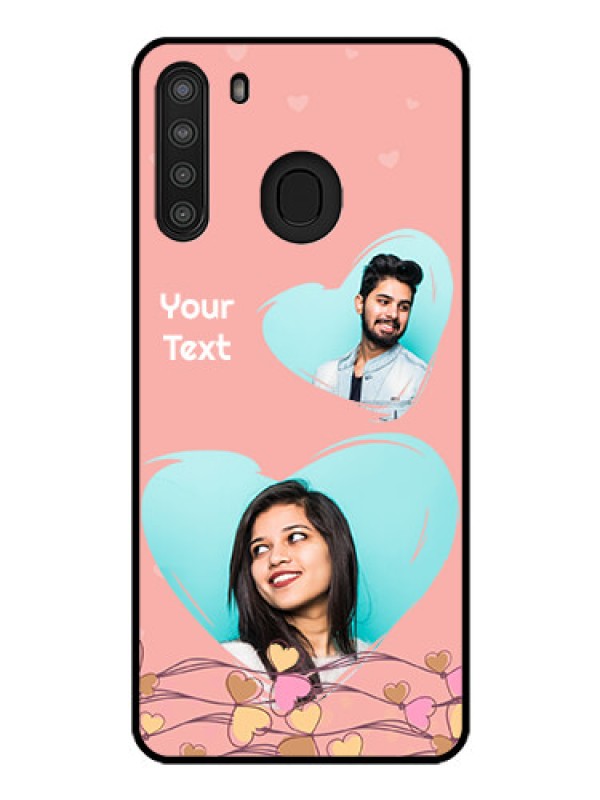 Custom Galaxy A21 Custom Glass Mobile Case - Love Doodle Design
