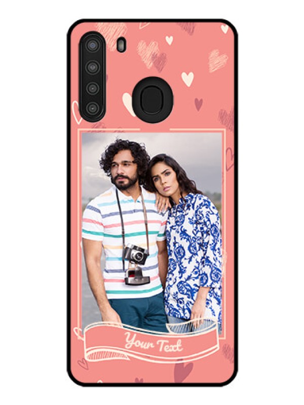 Custom Galaxy A21 Custom Glass Phone Case - Love doodle art Design