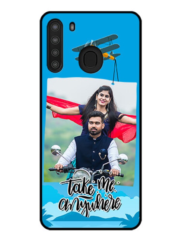 Custom Galaxy A21 Custom Glass Mobile Case - Traveller Design