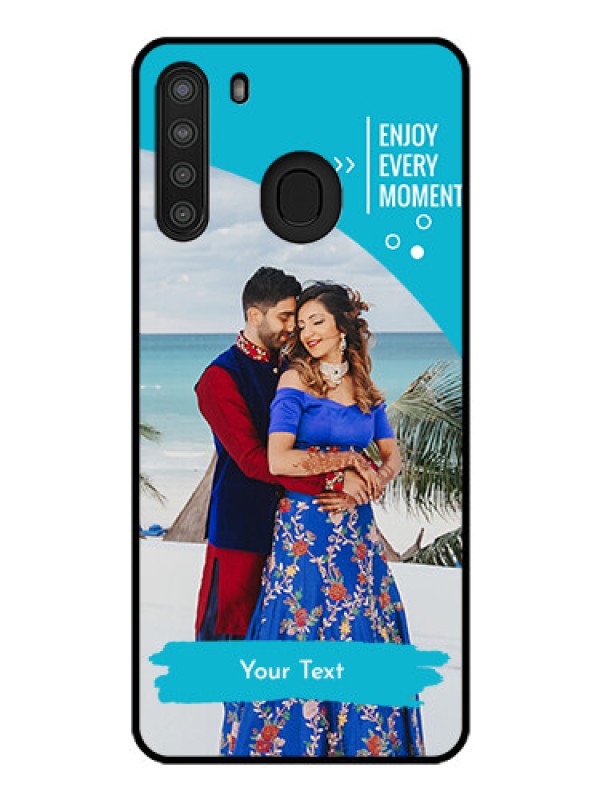 Custom Galaxy A21 Custom Glass Mobile Case - Happy Moment Design