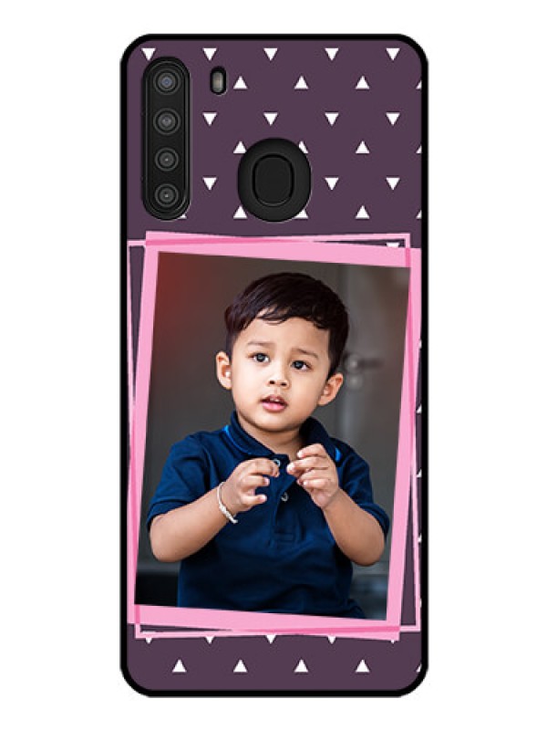 Custom Galaxy A21 Custom Glass Mobile Case - Triangle Pattern Dotted Design