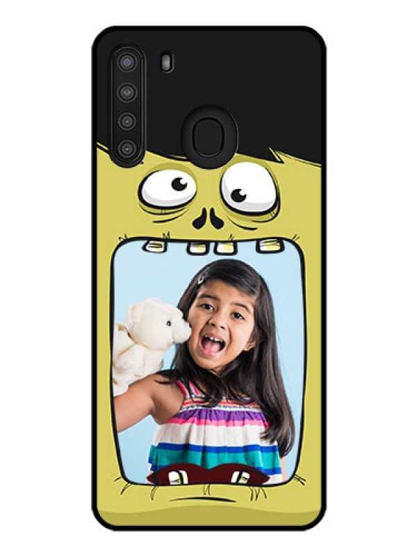 Custom Galaxy A21 Personalized Glass Phone Case - Cartoon monster back case Design