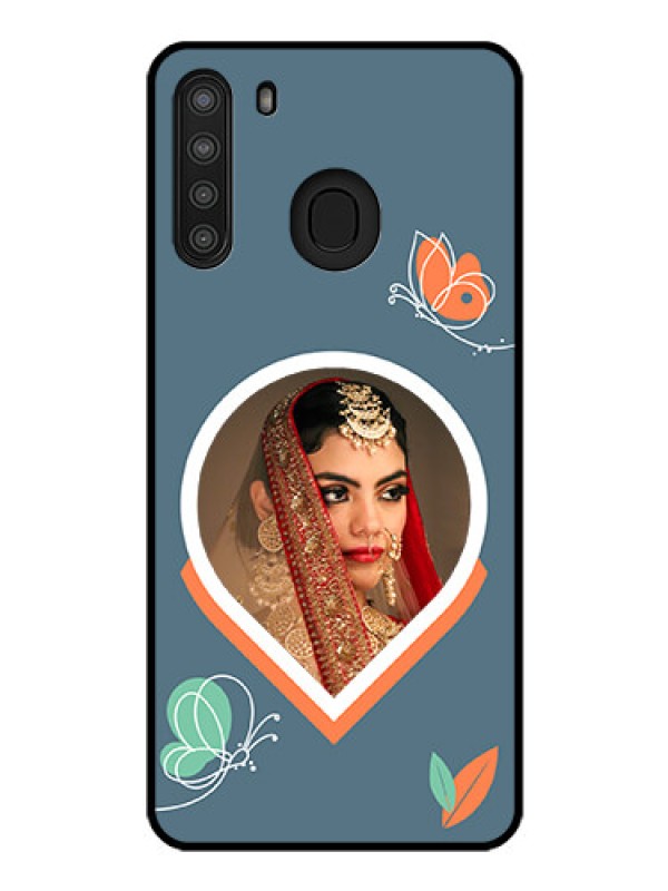Custom Galaxy A21 Custom Glass Mobile Case - Droplet Butterflies Design