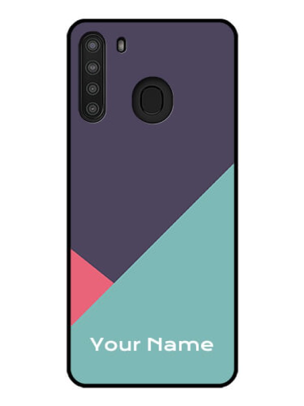 Custom Galaxy A21 Custom Glass Mobile Case - Tri Color abstract Design