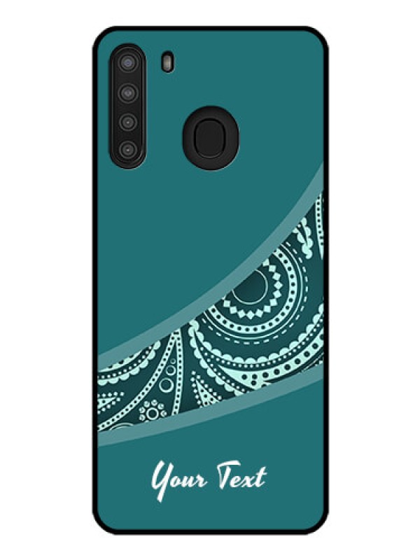 Custom Galaxy A21 Photo Printing on Glass Case - semi visible floral Design