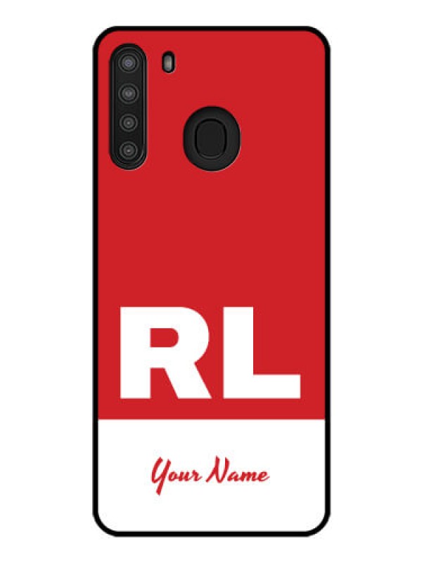 Custom Galaxy A21 Personalized Glass Phone Case - dual tone custom text Design