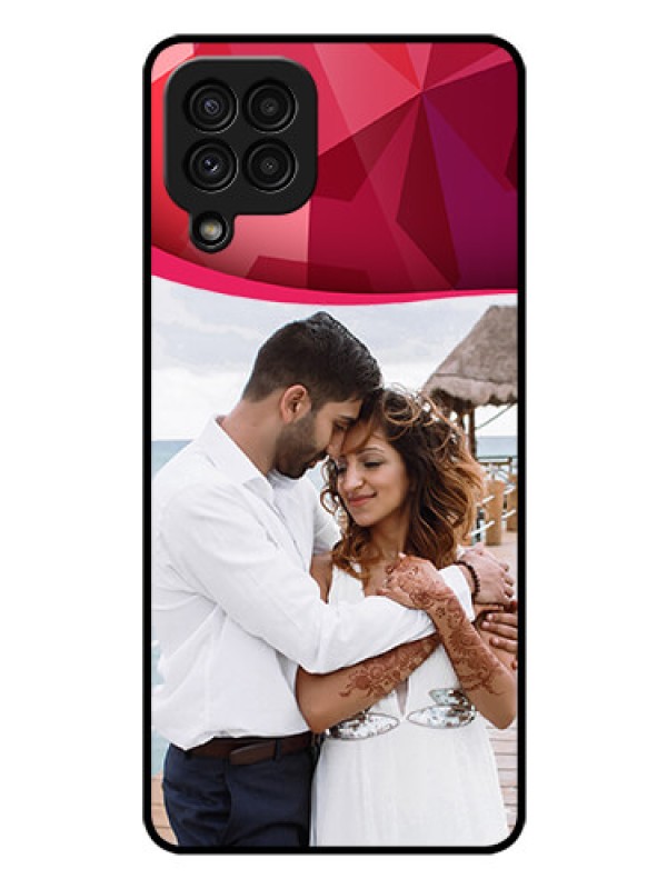 Custom Galaxy A22 4G Custom Glass Mobile Case  - Red Abstract Design