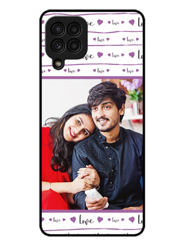 Custom Galaxy A22 4G Custom Glass Mobile Case  - Couples Heart Design
