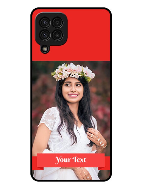 Custom Galaxy A22 4G Custom Glass Phone Case  - Simple Red Color Design