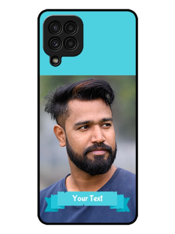 Custom Galaxy A22 4G Personalized Glass Phone Case  - Simple Blue Color Design