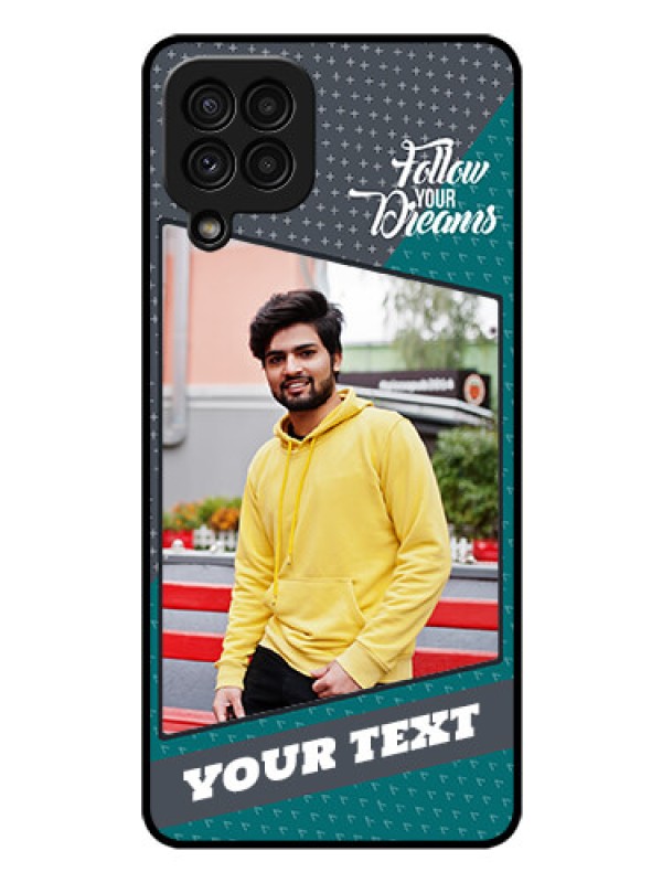 Custom Galaxy A22 4G Personalized Glass Phone Case  - Background Pattern Design with Quote