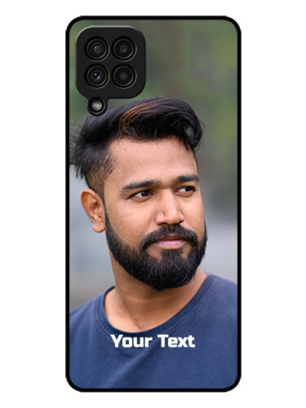 Custom Galaxy A22 4G Glass Mobile Cover: Photo with Text