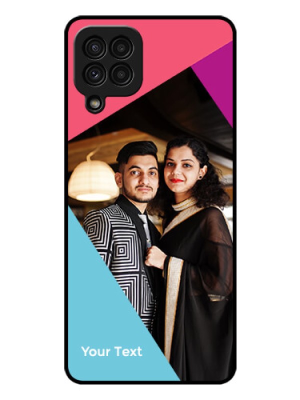 Custom Galaxy A22 4G Custom Glass Mobile Case - Stacked Triple colour Design