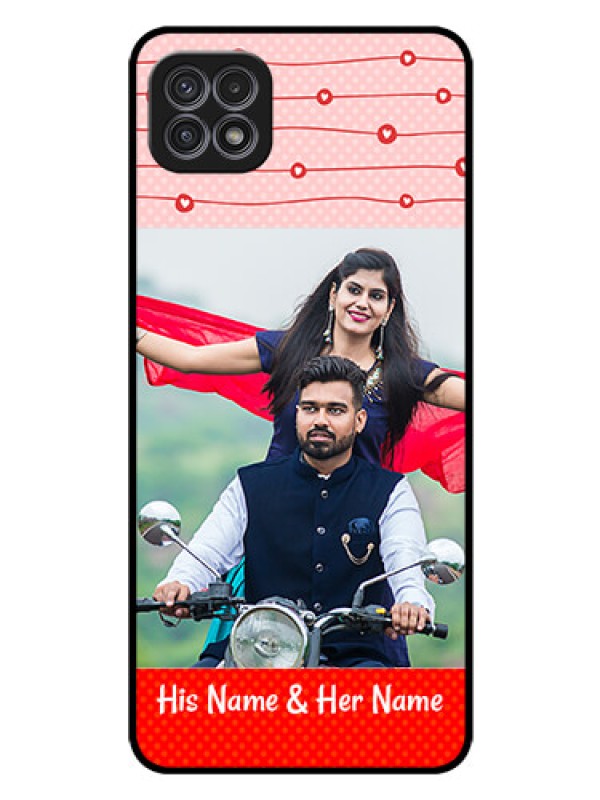 Custom Galaxy A22 5G Personalized Glass Phone Case - Red Pattern Case Design