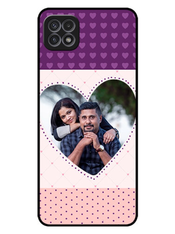 Custom Galaxy A22 5G Custom Glass Phone Case - Violet Love Dots Design
