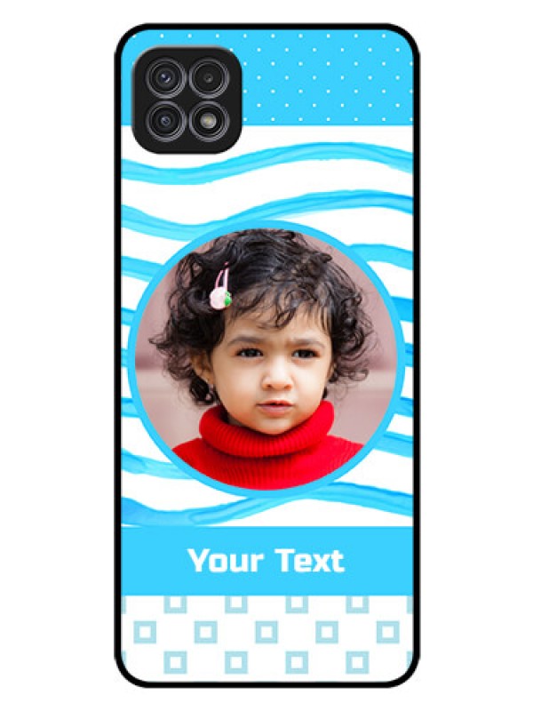 Custom Galaxy A22 5G Custom Glass Phone Case - Simple Blue Case Design