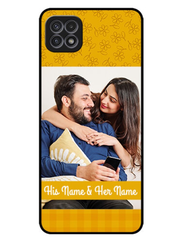 Custom Galaxy A22 5G Custom Glass Mobile Case - Yellow Floral Design
