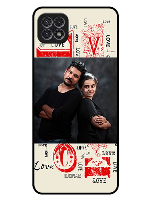 Custom Galaxy A22 5G Photo Printing on Glass Case - Trendy Love Design Case