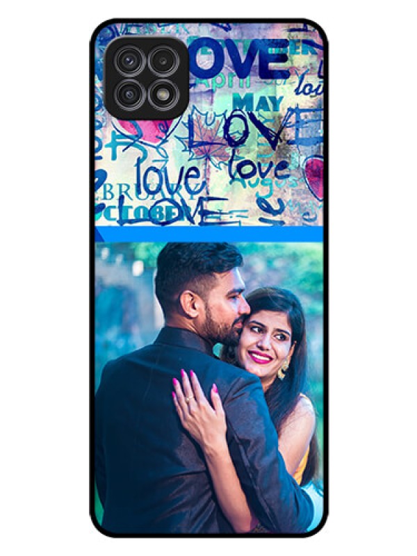 Custom Galaxy A22 5G Custom Glass Mobile Case - Colorful Love Design