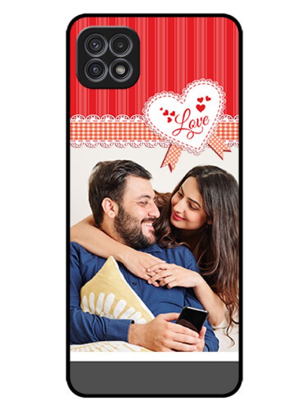 Custom Galaxy A22 5G Custom Glass Mobile Case - Red Love Pattern Design