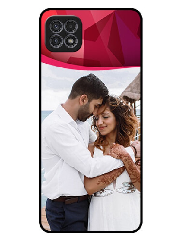 Custom Galaxy A22 5G Custom Glass Mobile Case - Red Abstract Design