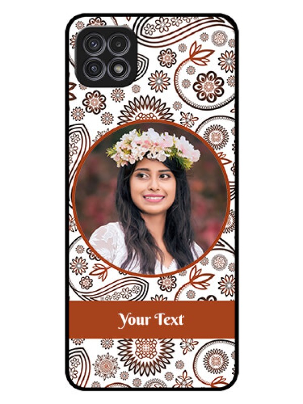 Custom Galaxy A22 5G Custom Glass Mobile Case - Abstract Floral Design 