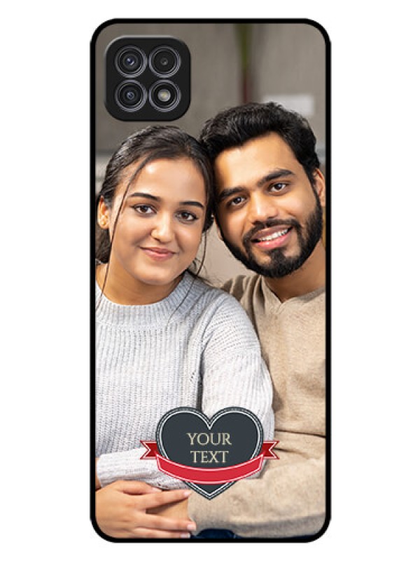 Custom Galaxy A22 5G Custom Glass Phone Case - Just Married Couple Design