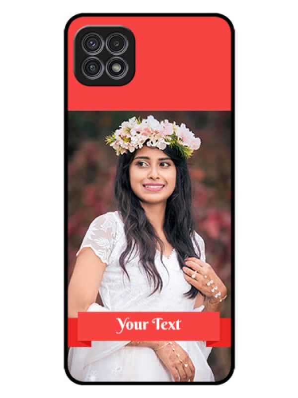Custom Galaxy A22 5G Custom Glass Phone Case - Simple Red Color Design