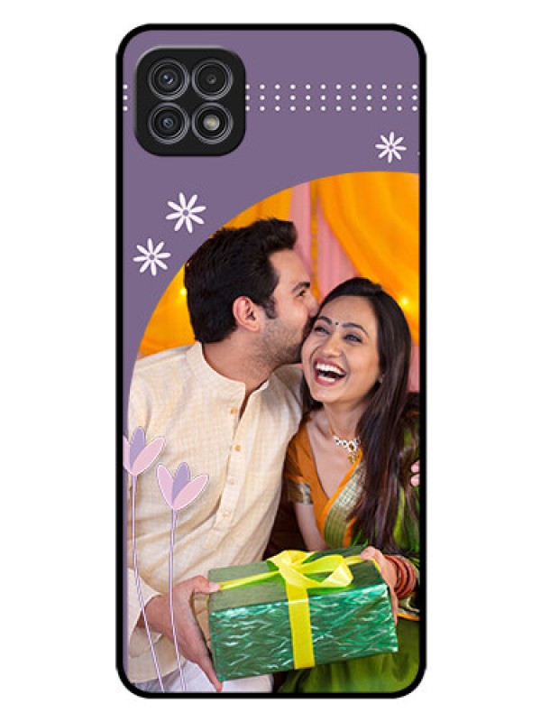 Custom Galaxy A22 5G Custom Glass Mobile Case - Lavender flowers design 