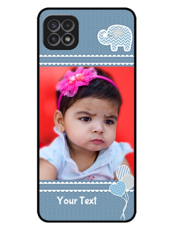 Custom Galaxy A22 5G Photo Printing on Glass Case - with Kids Pattern Design