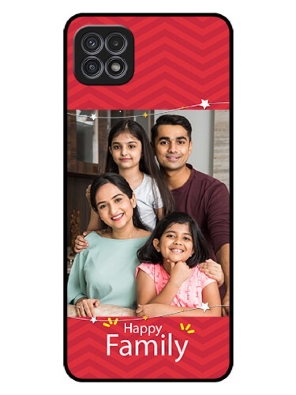 Custom Galaxy A22 5G Personalized Glass Phone Case - Happy Family Design