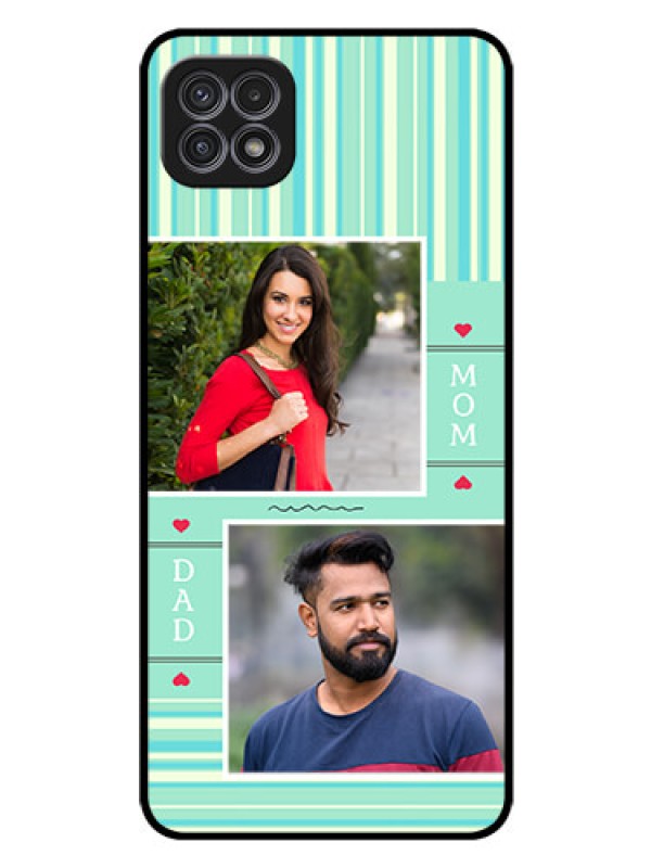 Custom Galaxy A22 5G Custom Glass Phone Case - Mom & Dad Pic Design