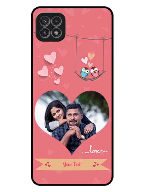 Custom Galaxy A22 5G Personalized Glass Phone Case - Peach Color Love Design 