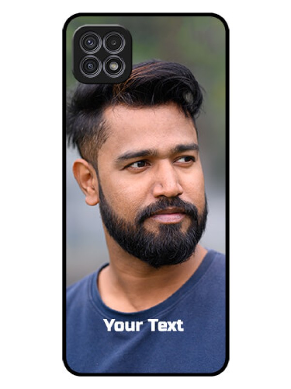 Custom Galaxy A22 5G Glass Mobile Cover: Photo with Text