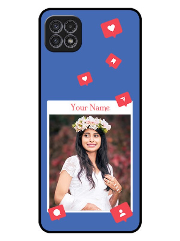 Custom Galaxy A22 5G Custom Glass Phone Case - Like Share And Comment Design