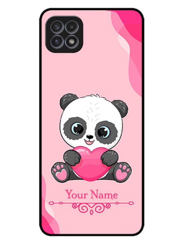 Custom Galaxy A22 5G Custom Glass Mobile Case - Cute Panda Design